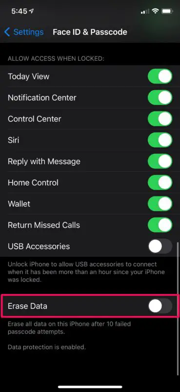 automatic erasure on iPhone